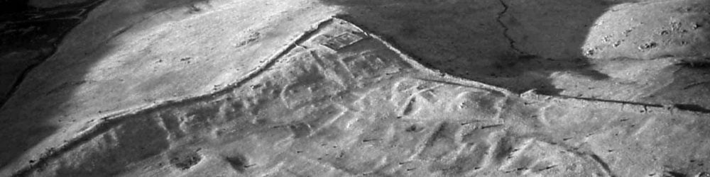 A black and white photo of a stone carving.